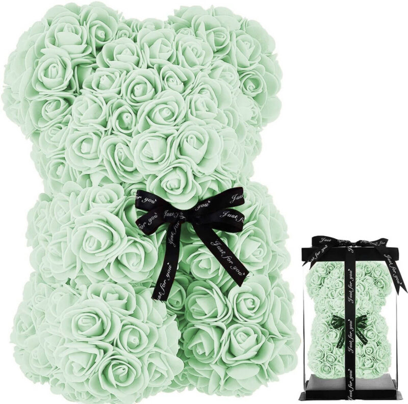 Mint Groen Rozen Beer 25 CM | Inclusief Giftbox ! - Afbeelding 2