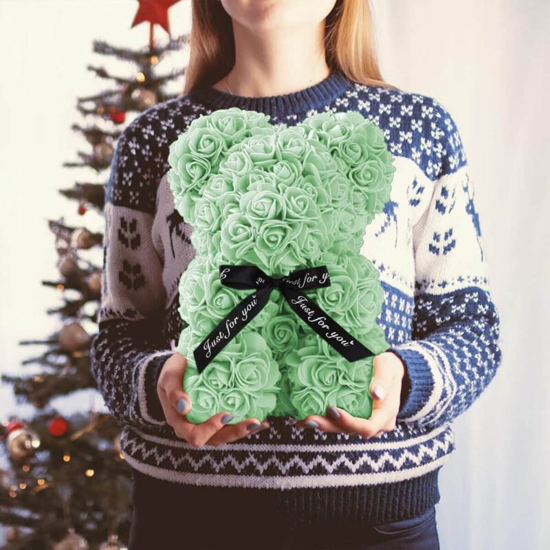 Mint Groen Rozen Beer 25 CM | Inclusief Giftbox ! - Afbeelding 4