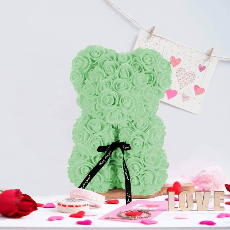 Mint Groen Rozen Beer 25 CM | Inclusief Giftbox ! - Afbeelding 3