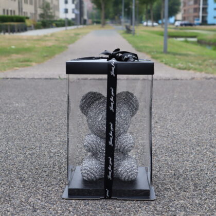 ZeyMem | Diamond Beer Incl. Gift Box | 25 cm | Rose Bear | Zilver